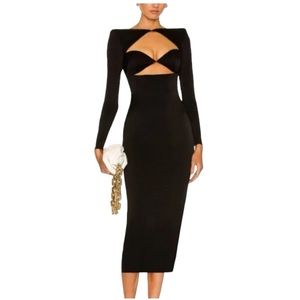 Alex Perry Page Cut Out Midi Long Sleeve Dress